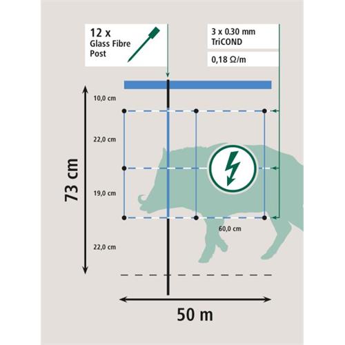 Síť pro elektrické ohradníky proti divokým prasatům, výška 63 cm Síť pro elektrické ohradníky proti divokým prasatům, výška 63 cm