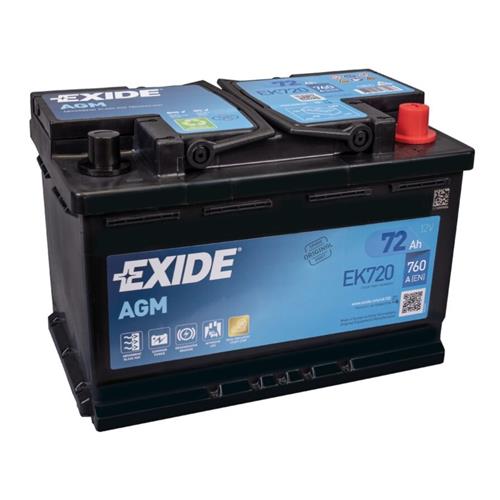 Baterie pro elektrický ohradník a volný čas EXIDE Start-Stop AGM EK720 12V 72Ah Baterie pro elektrický ohradník a volný čas EXIDE Start-Stop AGM EK720 12V 72Ah