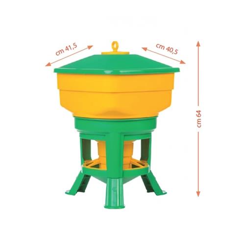 Čtvercové krmítko Kubic, zeleno-žluté, 30 l/20 kg Krmítko čtvercové Kubic zeleno-žuté, 30 l/20 kg.