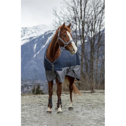 Nepromokavá deka Equitheme Tyrex 600D, 150g, modrá - vel. 135/183 cm Deka Equithéme Tyrex 600D, 150g, modrá, vel. 135 cm